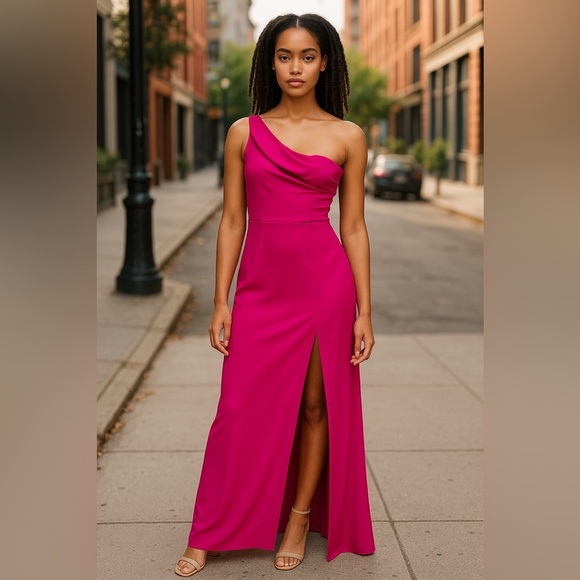 Fashion Nova Dresses & Skirts - Fashion Nova fuchsia One Shoulder Ruched Gown
